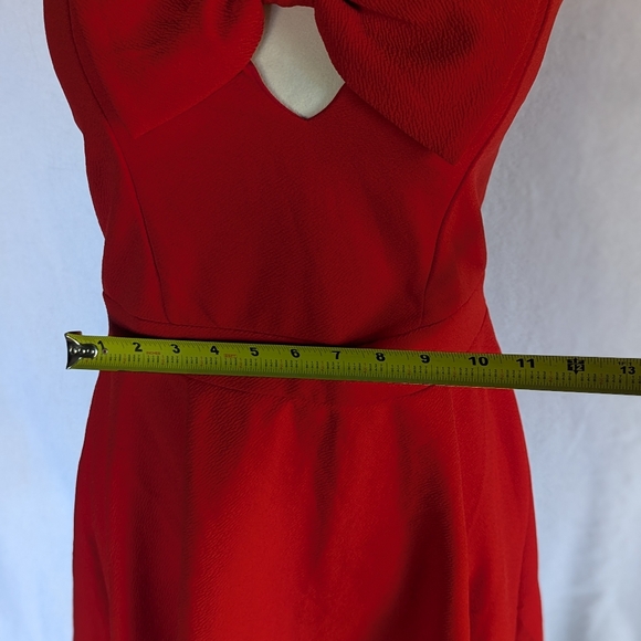 Forever 21 Strapless Red Bow Pinup Style Dress Sz L Bodycon Tube Top Mini - Picture 11 of 11